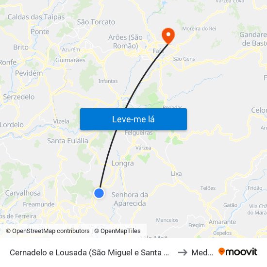 Cernadelo e Lousada (São Miguel e Santa Margarida) to Medelo map