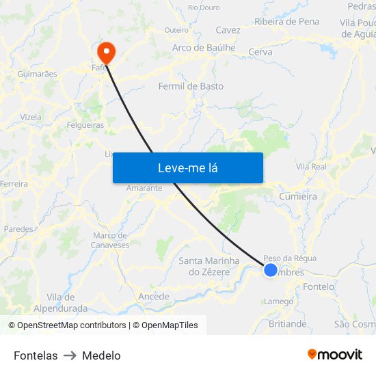 Fontelas to Medelo map