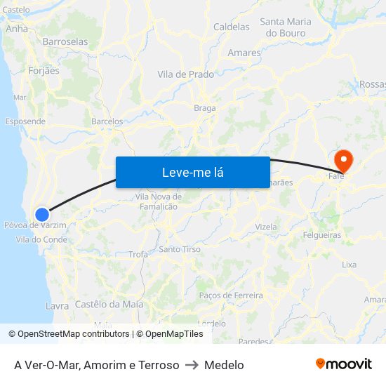 A Ver-O-Mar, Amorim e Terroso to Medelo map