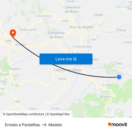 Ermelo e Pardelhas to Medelo map