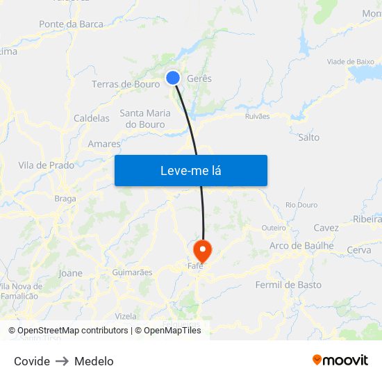 Covide to Medelo map