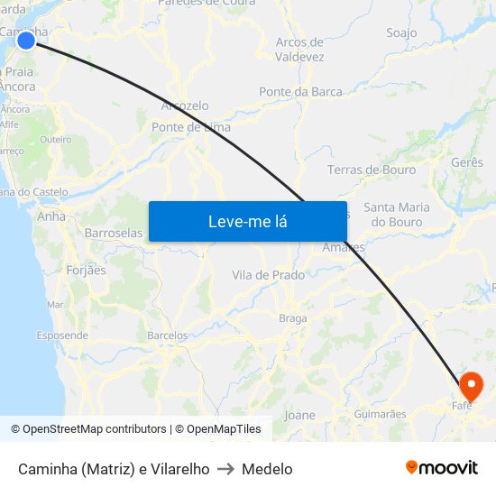 Caminha (Matriz) e Vilarelho to Medelo map