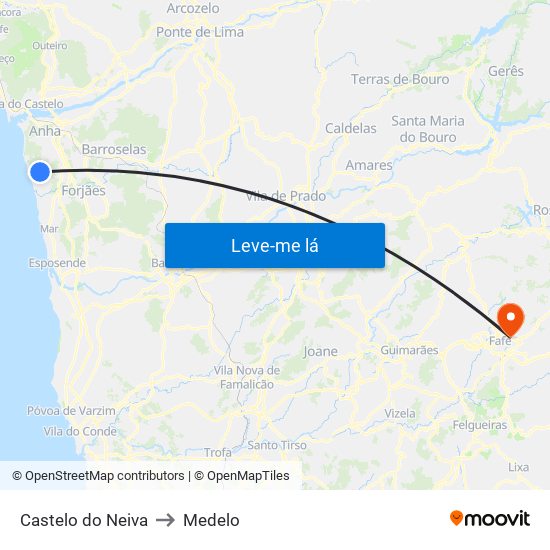 Castelo do Neiva to Medelo map