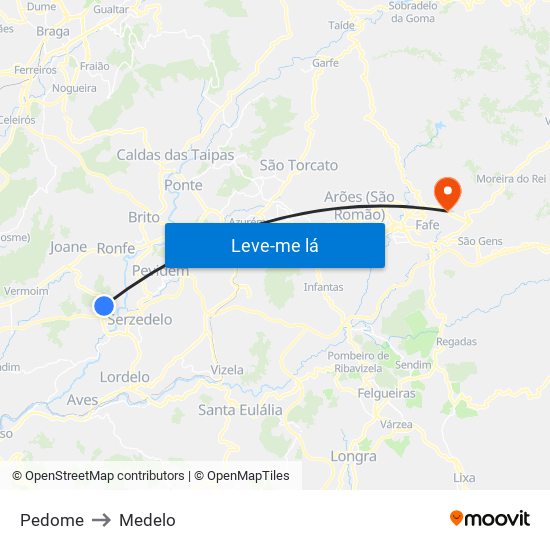 Pedome to Medelo map