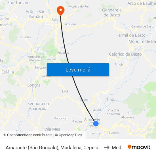Amarante (São Gonçalo), Madalena, Cepelos e Gatão to Medelo map