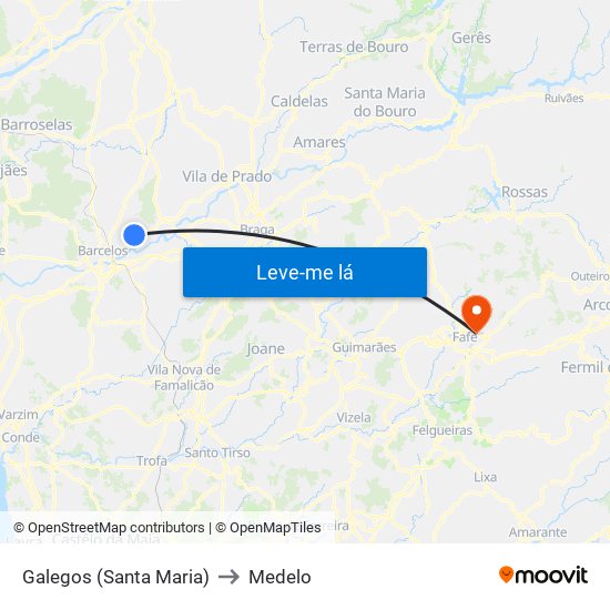 Galegos (Santa Maria) to Medelo map