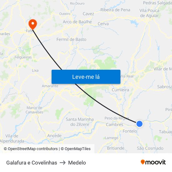 Galafura e Covelinhas to Medelo map