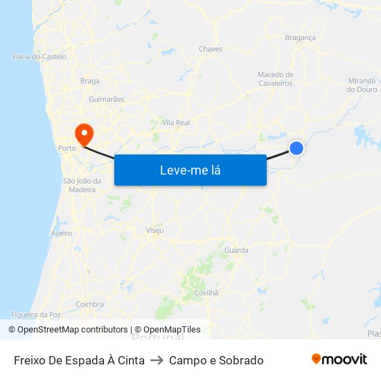 Freixo De Espada À Cinta to Campo e Sobrado map