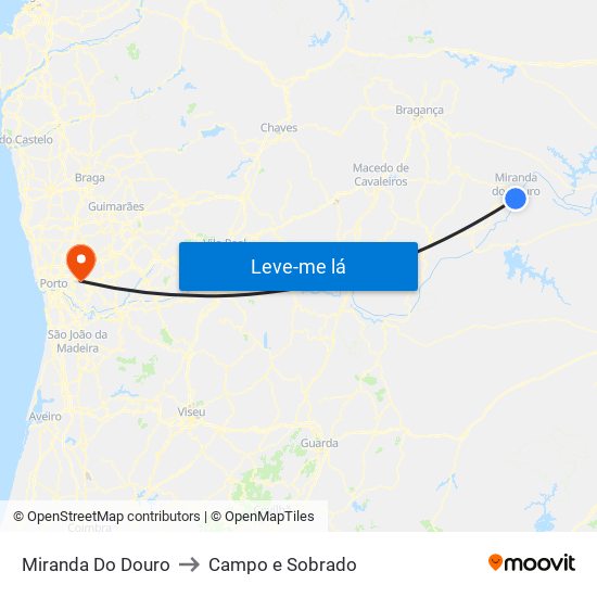 Miranda Do Douro to Campo e Sobrado map