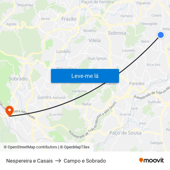 Nespereira e Casais to Campo e Sobrado map