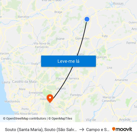 Souto (Santa Maria), Souto (São Salvador) e Gondomar to Campo e Sobrado map