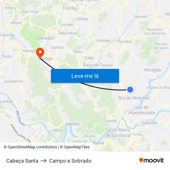 Cabeça Santa to Campo e Sobrado map