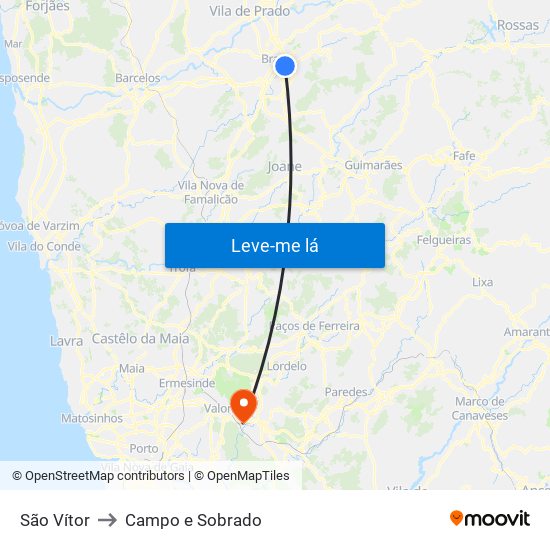 São Vítor to Campo e Sobrado map