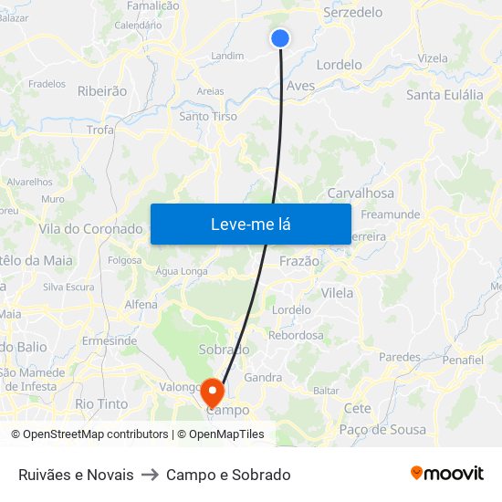 Ruivães e Novais to Campo e Sobrado map