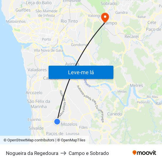 Nogueira da Regedoura to Campo e Sobrado map