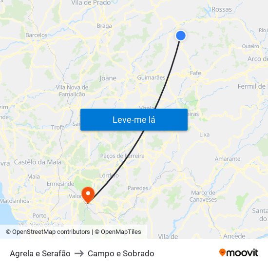 Agrela e Serafão to Campo e Sobrado map