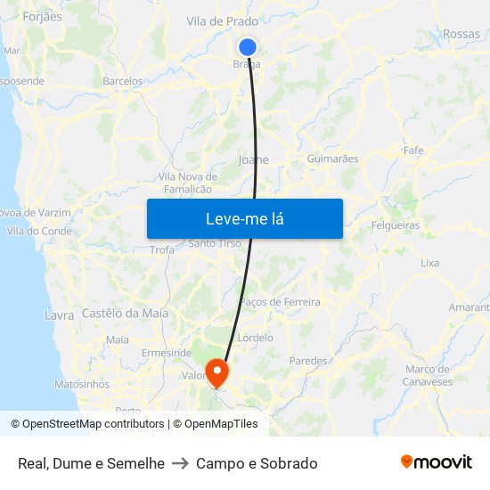 Real, Dume e Semelhe to Campo e Sobrado map