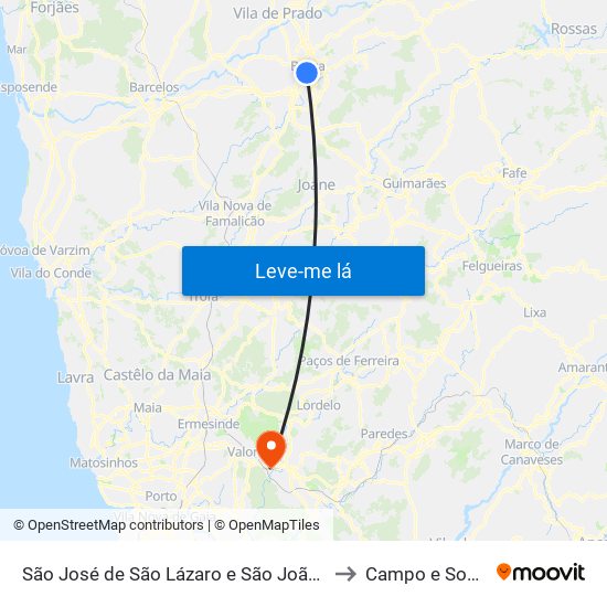 São José de São Lázaro e São João do Souto to Campo e Sobrado map