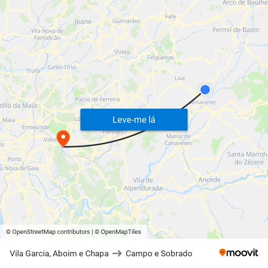 Vila Garcia, Aboim e Chapa to Campo e Sobrado map