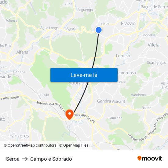 Seroa to Campo e Sobrado map