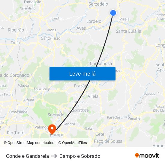 Conde e Gandarela to Campo e Sobrado map