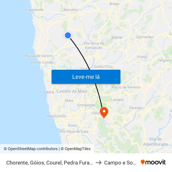 Chorente, Góios, Courel, Pedra Furada e Gueral to Campo e Sobrado map