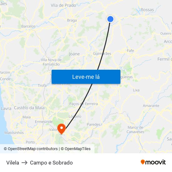 Vilela to Campo e Sobrado map