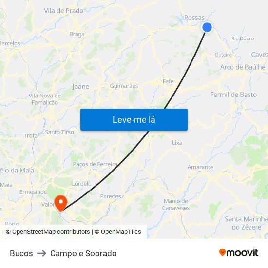 Bucos to Campo e Sobrado map