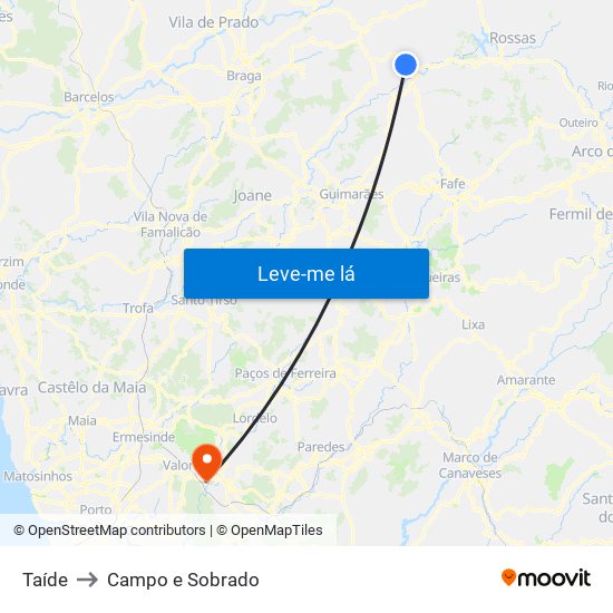 Taíde to Campo e Sobrado map