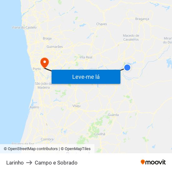 Larinho to Campo e Sobrado map