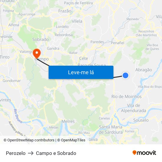 Perozelo to Campo e Sobrado map