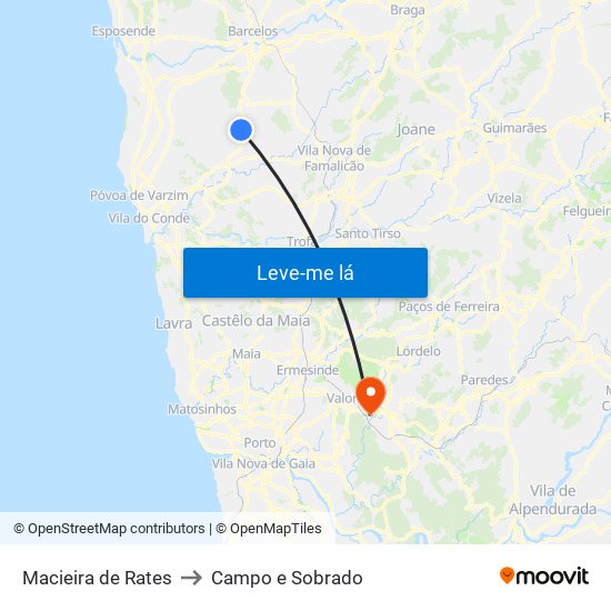 Macieira de Rates to Campo e Sobrado map