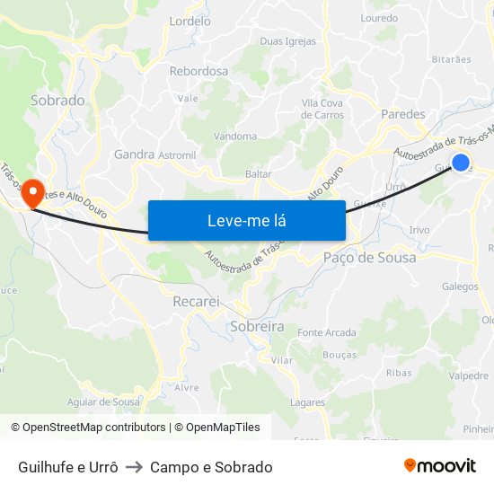 Guilhufe e Urrô to Campo e Sobrado map
