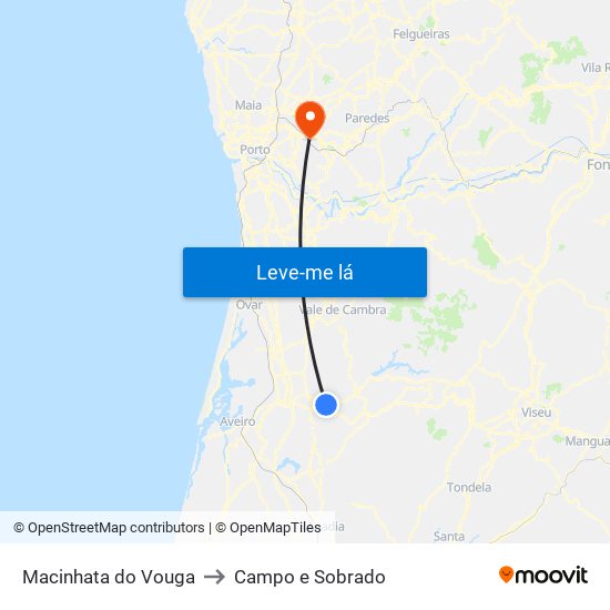 Macinhata do Vouga to Campo e Sobrado map