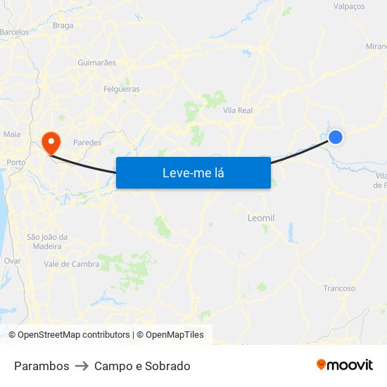 Parambos to Campo e Sobrado map