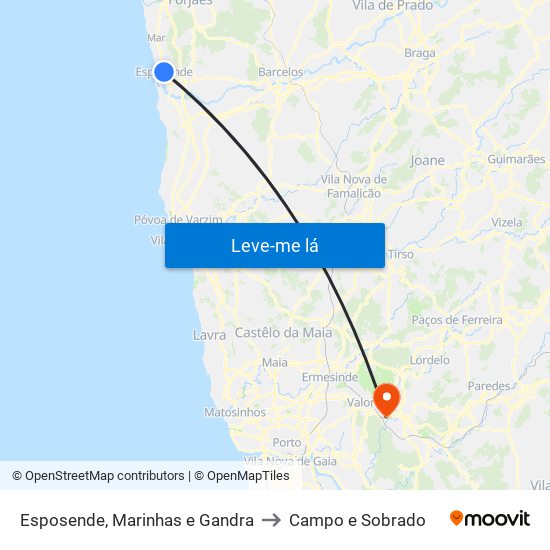 Esposende, Marinhas e Gandra to Campo e Sobrado map