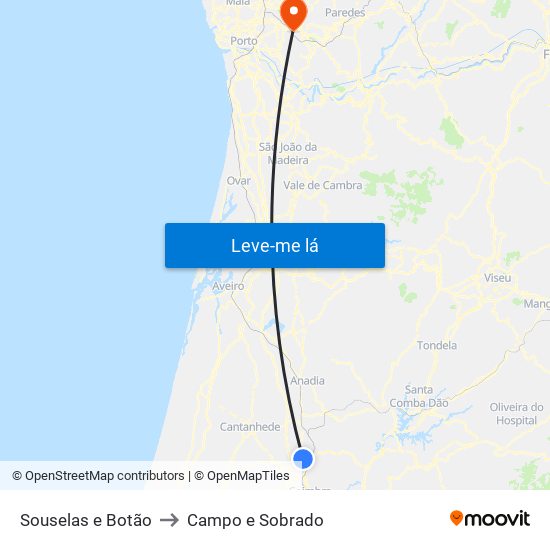 Souselas e Botão to Campo e Sobrado map