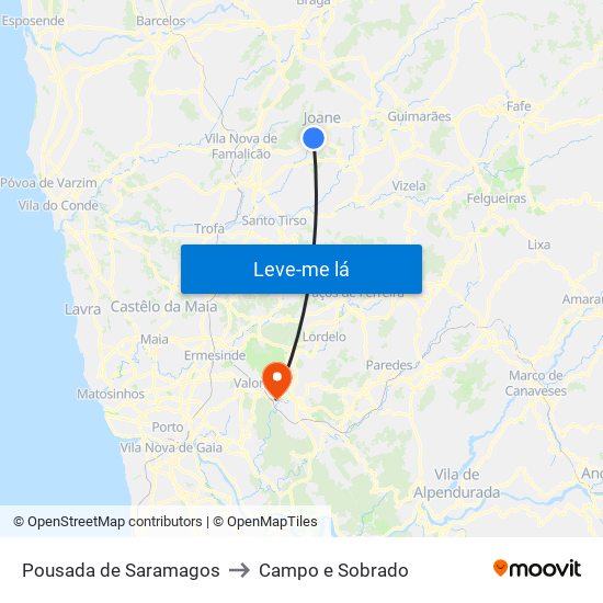 Pousada de Saramagos to Campo e Sobrado map