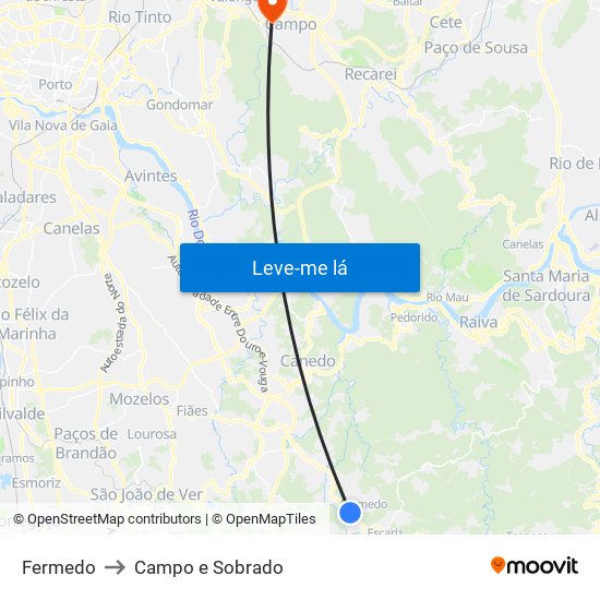 Fermedo to Campo e Sobrado map