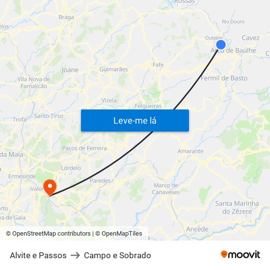 Alvite e Passos to Campo e Sobrado map