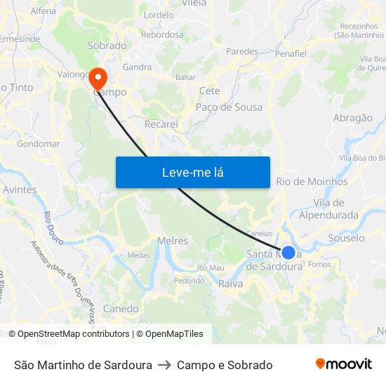 São Martinho de Sardoura to Campo e Sobrado map