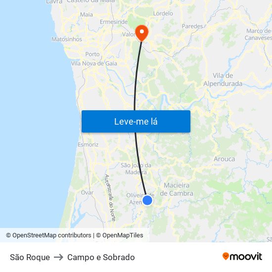 São Roque to Campo e Sobrado map