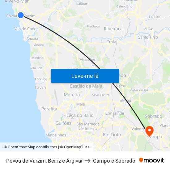 Póvoa de Varzim, Beiriz e Argivai to Campo e Sobrado map