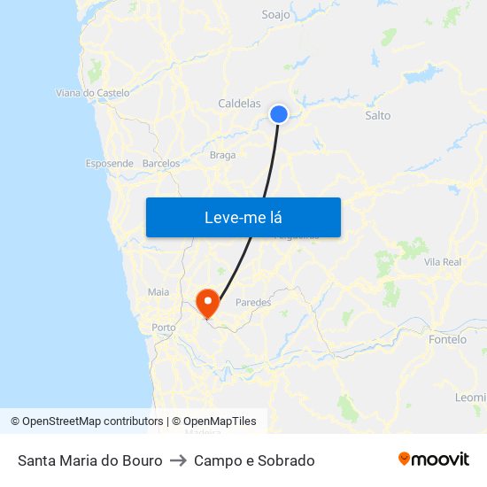 Santa Maria do Bouro to Campo e Sobrado map