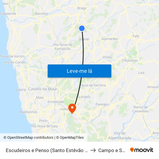 Escudeiros e Penso (Santo Estêvão e São Vicente) to Campo e Sobrado map