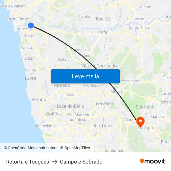 Retorta e Tougues to Campo e Sobrado map