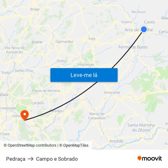 Pedraça to Campo e Sobrado map