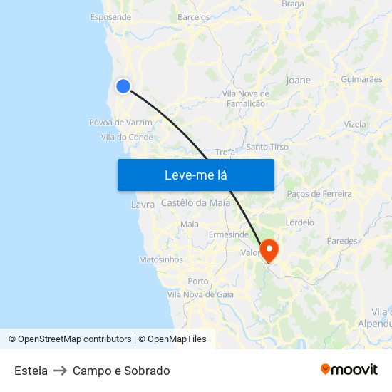Estela to Campo e Sobrado map