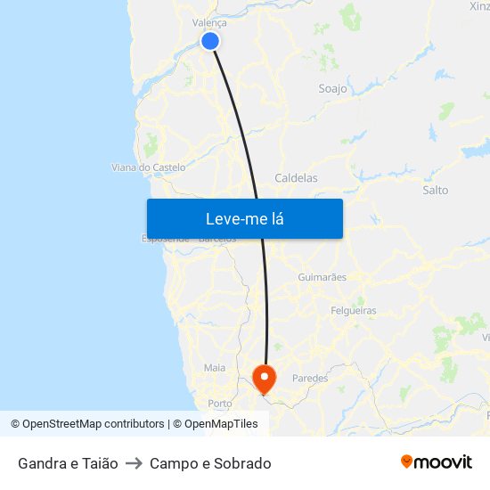 Gandra e Taião to Campo e Sobrado map