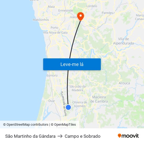 São Martinho da Gândara to Campo e Sobrado map